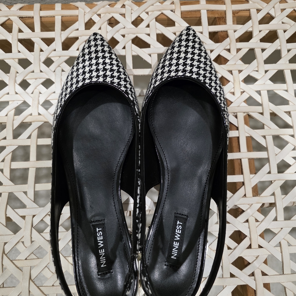 Nine West Sling Back Black and White Women's Shoes